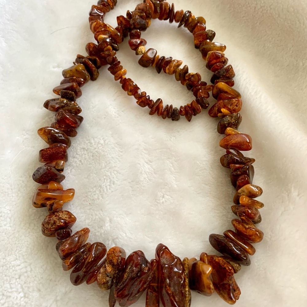 Natural Raw Chunky Baltic Amber Necklace 30"
